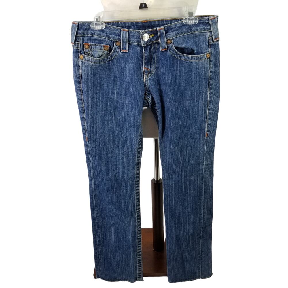 True Religion Johnny Blue Denim Jeans Raw Hem USA Made 29